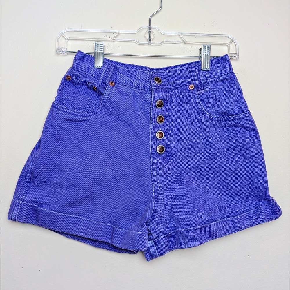 Vintage Rio Shorts 90s Purple Denim Mom High Rise Made USA‎ Juniors Size 5